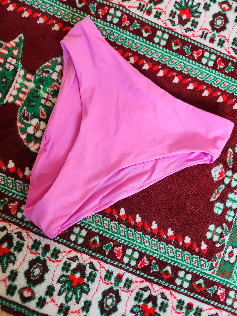 SKIMS High-Waist, High-Cut Neon Pink Orchid Swim Bottoms - Picture 2 of 4